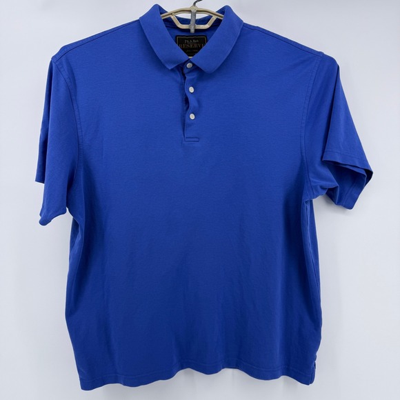 Jos. A. Bank Reserve Mens XL Blue Short Sleeve Polo Shirt Solid Casual Cotton - Picture 2 of 7